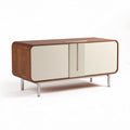 Modern wooden sideboard with white doors and metal legs 150 x 45 x 70cm