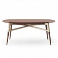 Wooden coffee table with oval top and metal legs 150 x 80 x 75cm