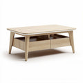 Wooden coffee table with storage compartments 120 x 60 x 45cm natural finish
