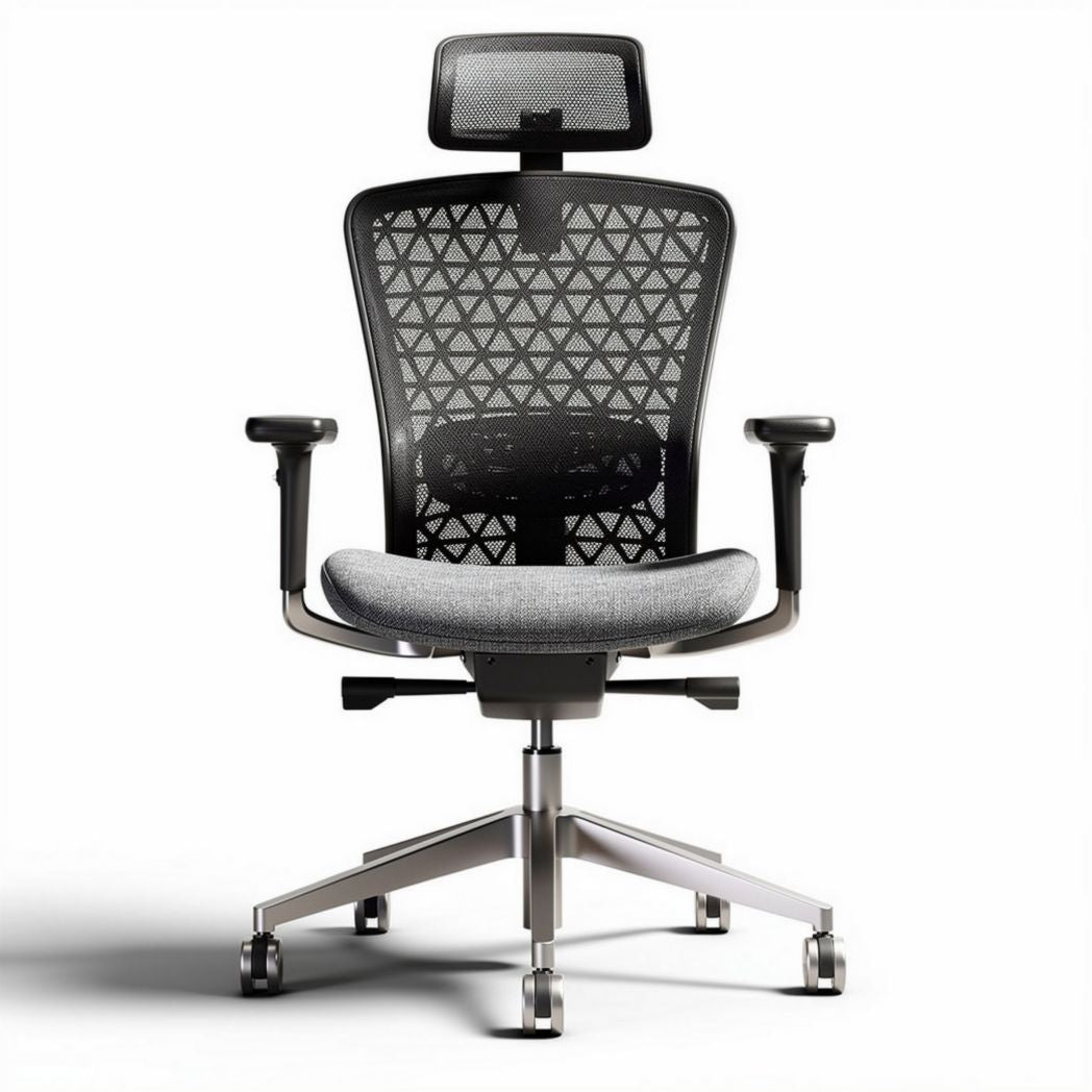 Mesh office chair with adjustable headrest and lumbar support 60 x 60 x 120cm