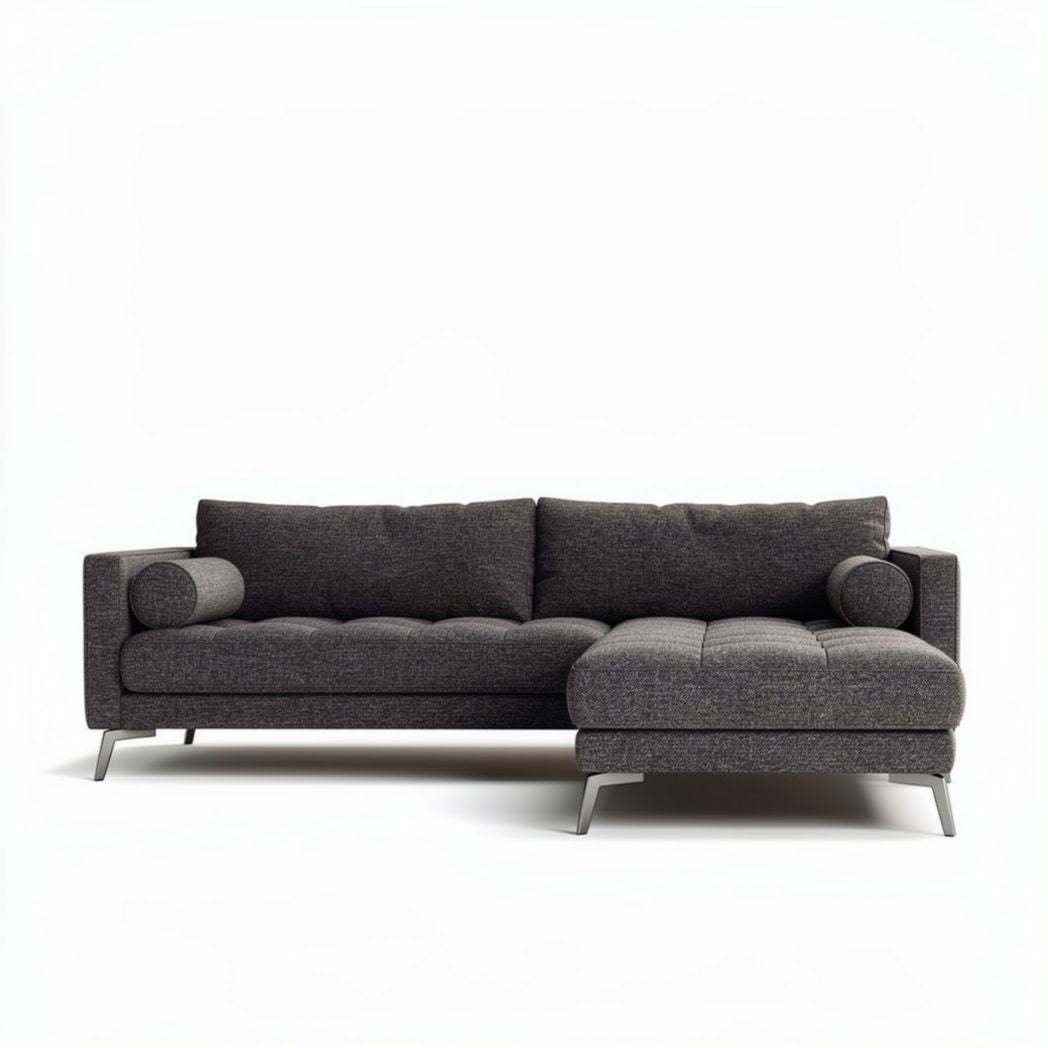 Fabric sectional sofa with left chaise lounge in dark gray 200 x 90 x 85cm