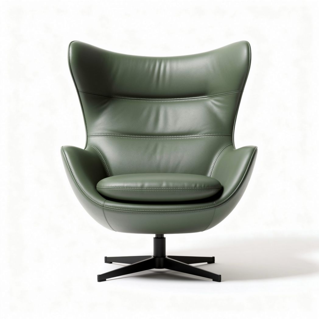 Leather accent chair in green suitable for modern living rooms 80 x 70 x 100cm
