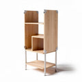 Wooden storage shelf with metal frame for home organization 50 x 30 x 100cm