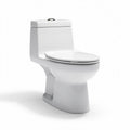 One-piece white ceramic toilet with soft-close seat 70 x 38 x 40cm