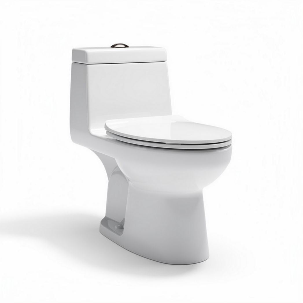 One-piece white ceramic toilet with soft-close seat 70 x 38 x 40cm